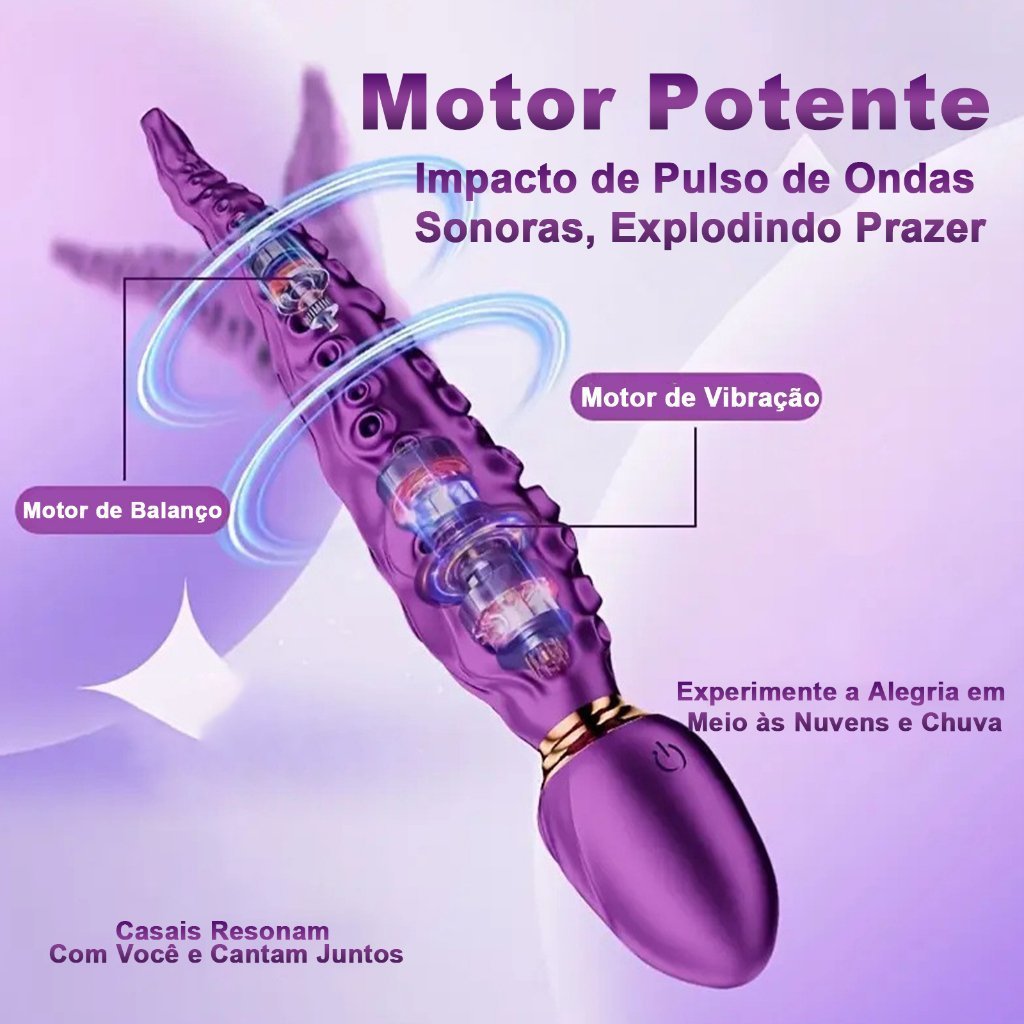 Vibrador Tentáculo 2 em 1: Balanço, Vibração e Duplo Motor
