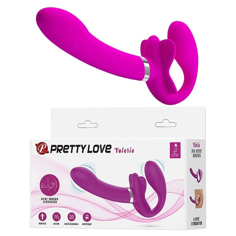 Vibrador Casal Strapless Valerie Pretty Love – 12 Vibrações Inversão