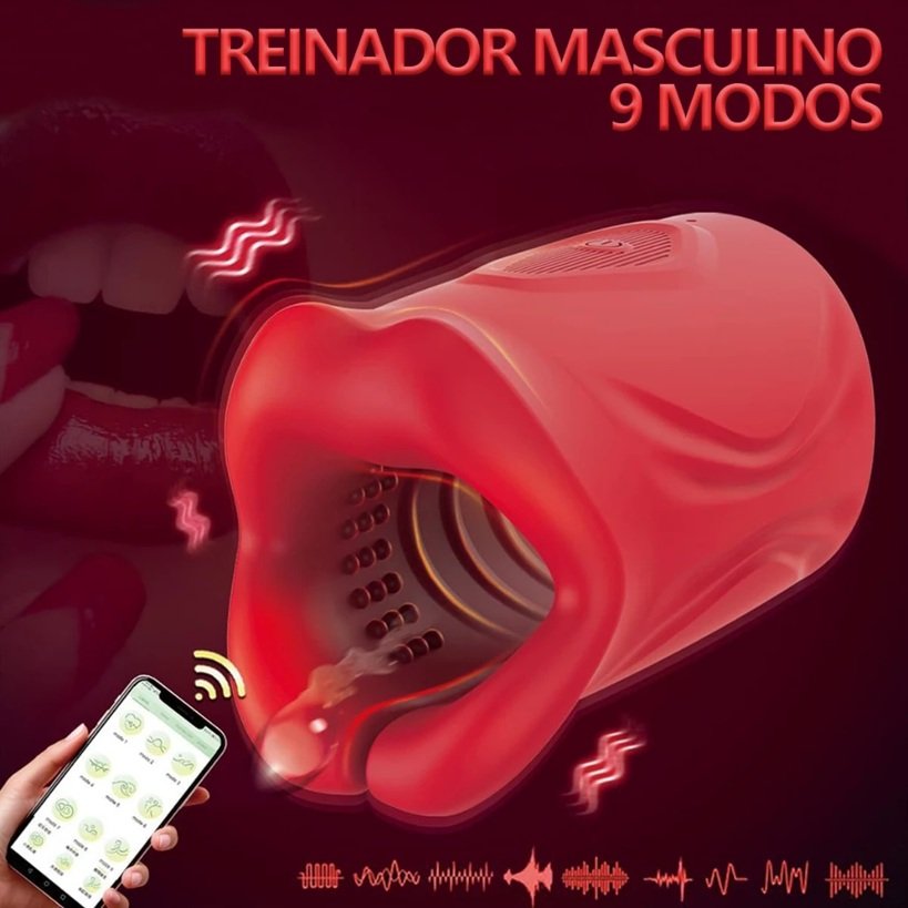 Masturbador Masculino Realista , Vibração, Controle por app, 9 modos