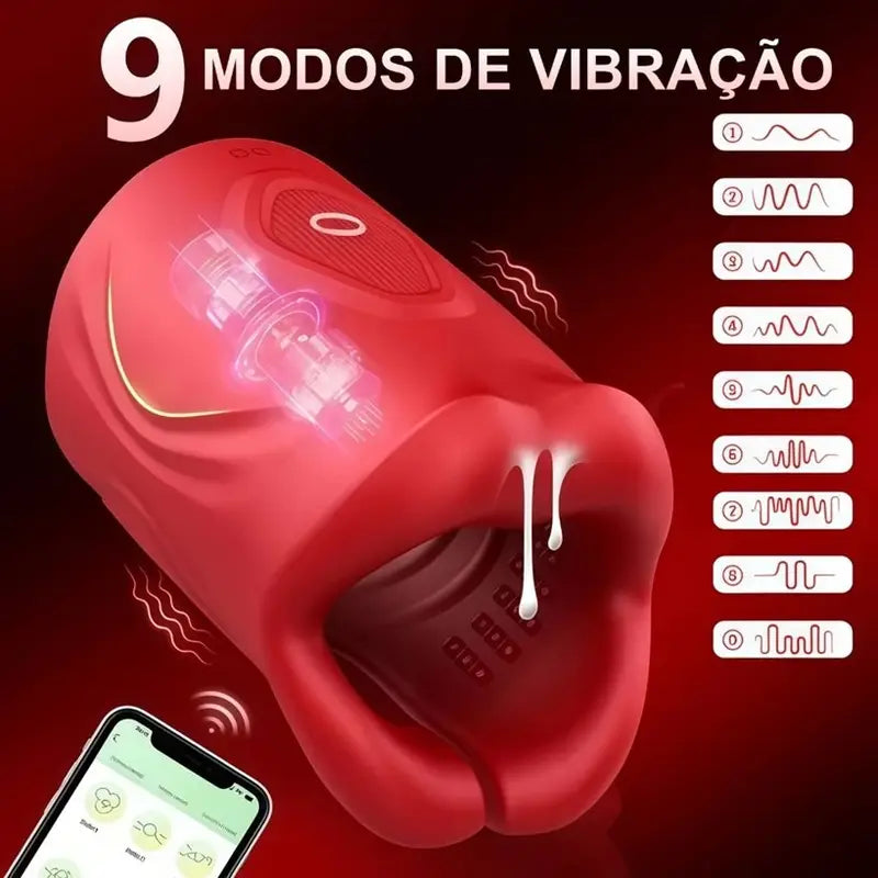 Masturbador Masculino Realista , Vibração, Controle por app, 9 modos