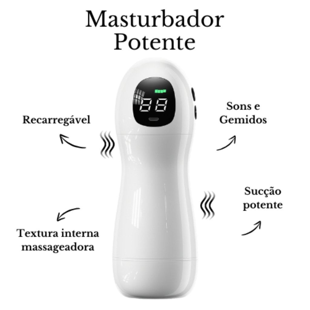 Masturbador Masculino Automático Elétrico Sucção LED