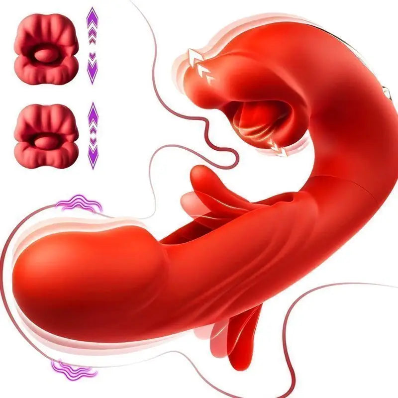 Vibrador Feminino Tripla Estimulação +Slap forte: Ponto G, A e U