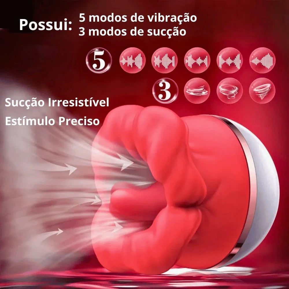 Vibrador Feminino Recarregavel Clitoris Boca Suga e Lambe