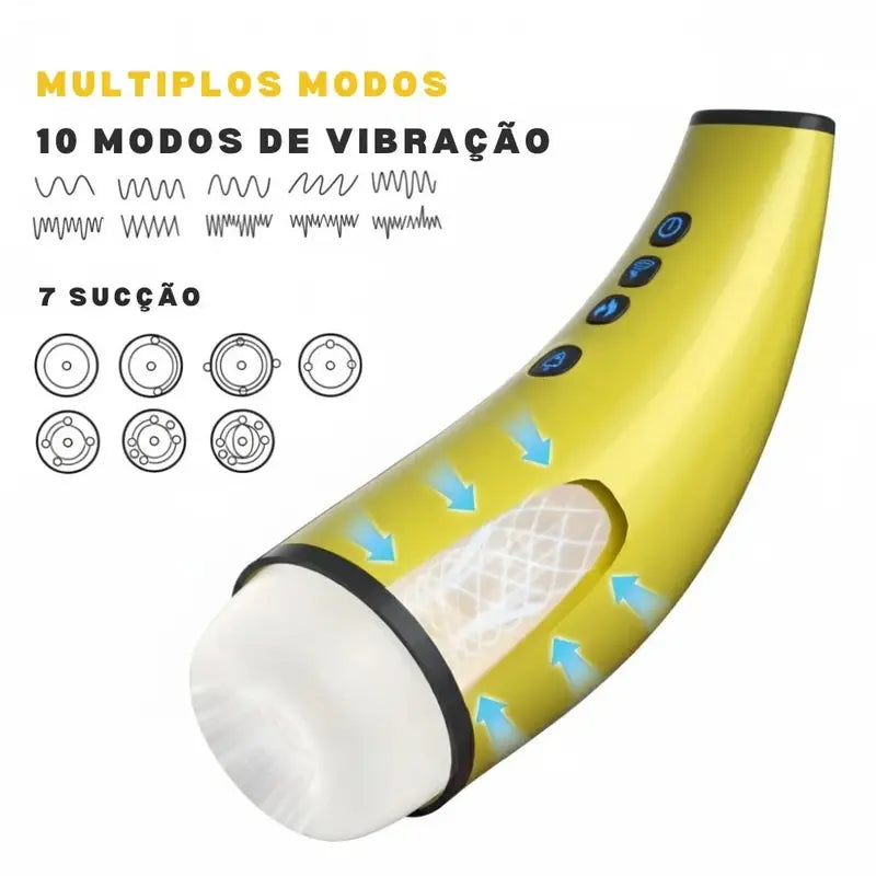 Super Masturbador Masc. 7 Suc. e 10 Vibr. com Aquecimento