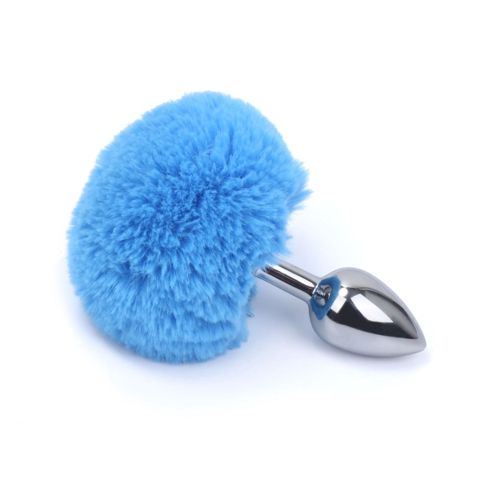 Plug Anal de Aço com Rabo de Coelho Pompom